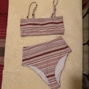 Cupshe BURGUNDY BOHO PRINT HIGH-WAISTED BIKINI